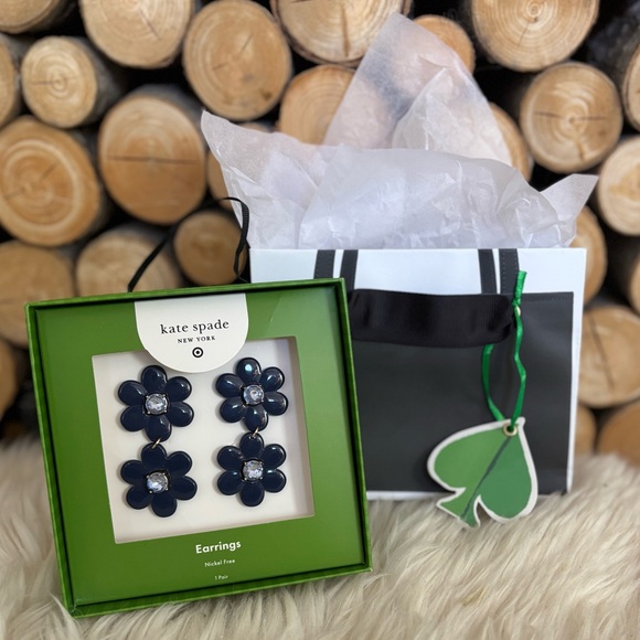 kate spade Jewelry - KATE SPADE Floral Linear Earrings Blue LIMITED EDITION